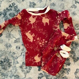 Burt's Bees Red and Cream Kids Pajamas • 3T
